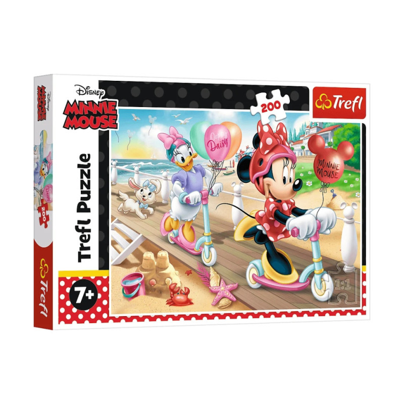 Дитячі пазли Disney "Мінні з самокатом на пляжі" Trefl 13262 200 елементів