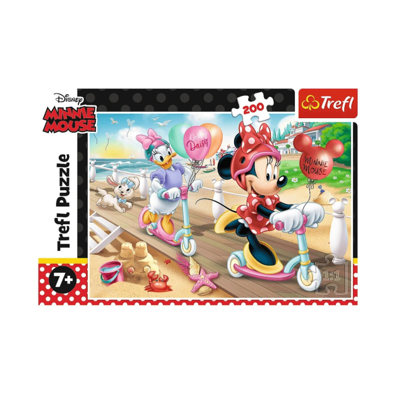Дитячі пазли Disney "Мінні з самокатом на пляжі" Trefl 13262 200 елементів