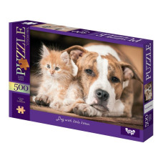Пазлы классические "Собака с котенком" C500-15-11, 500 элементов(C500-15-11)