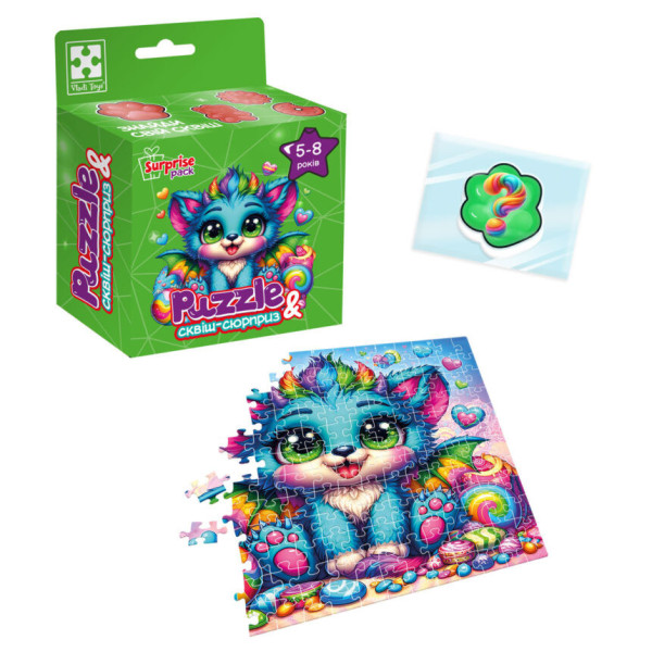 Детские пазлы с сюрпризом "Бирюзовый дракончик" VT8030-04, 180 деталей(VT8030-04)