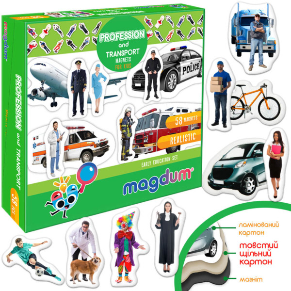 Детский набор магнитов Профессии и транспорт ML4031-31 EN(ML4031-31 EN)