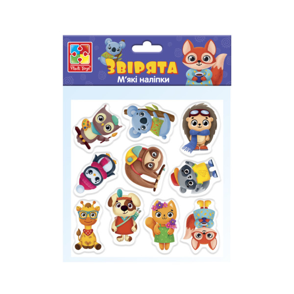Набор мягких наклеек "Зверята" Vladi Toys VT4210-10 (укр)
