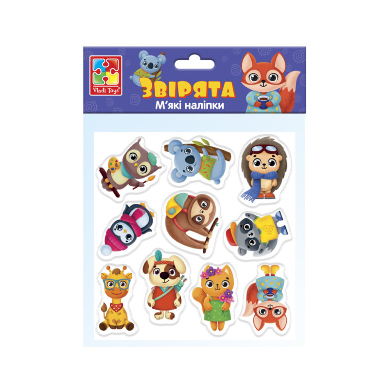 Набір м'яких наклейок "Звірята" Vladi Toys VT4210-10 (укр)