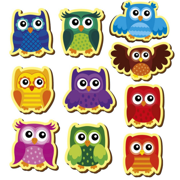 Дитячий набір магнітів "Кольорові совенята" VT3106-38, 10 магнітів (VT3106-38)