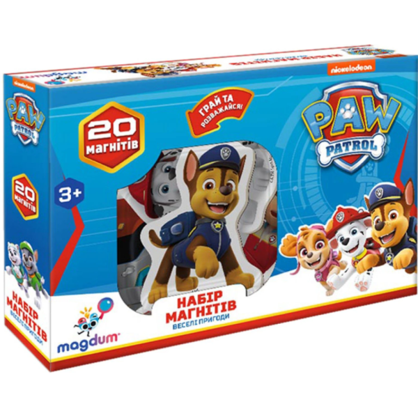 Дитячий набір магнітів Щенячий патруль "Веселі пригоди" Magdum ML4034-01 20 шт (ML4034-01)