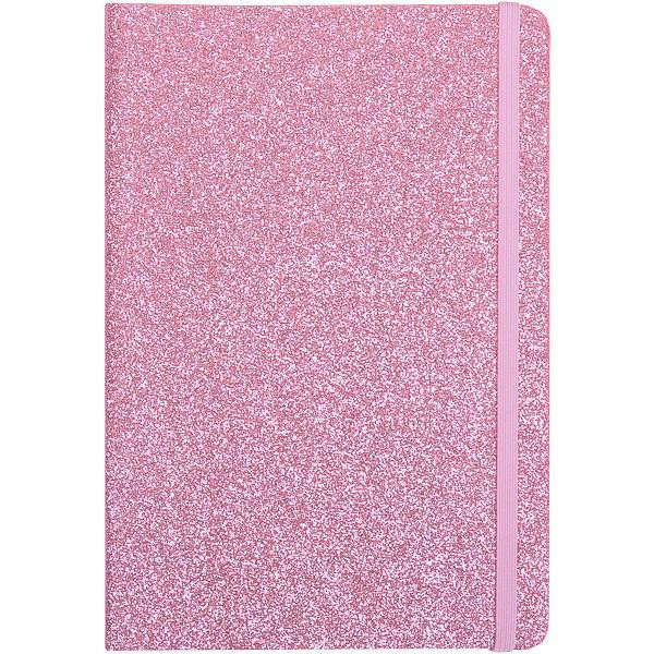 Блокнот на резинці 5603-8, 21*14см тверда обкладинка, 80 листів, клітина, гліттер на резинці