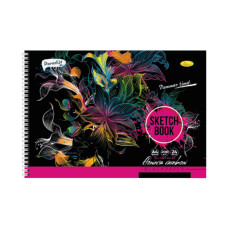 Скетчбук BLACK СБЧ-А4-24 А4, 24 листа Flowers rainbow(СБЧ-А4-24-1)