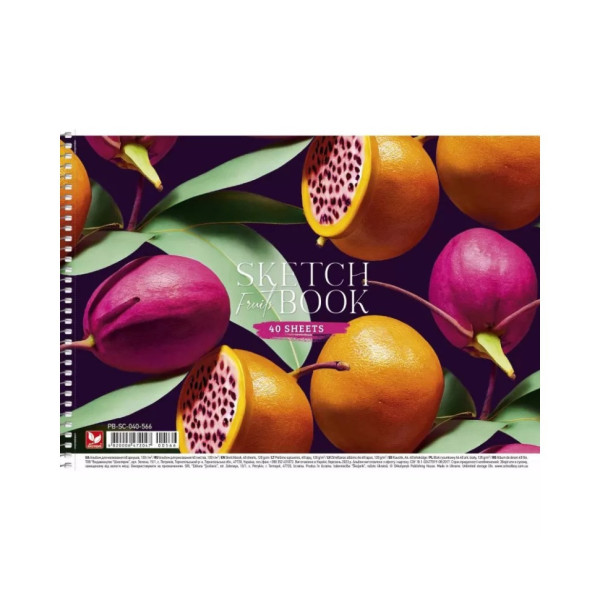 Альбом для малювання Фрукти PB-SC-040-566-3 спіраль, 40 аркушів