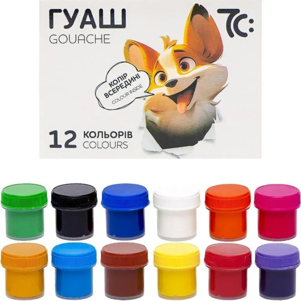 Дитячі гуашеві фарби 7C21203, 12 кольорів по 10 мл (7C21203)