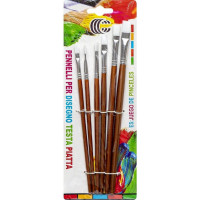 Набір пензликів плоских 1006 нейлоновий, білих 6 штук (1006-CIT)