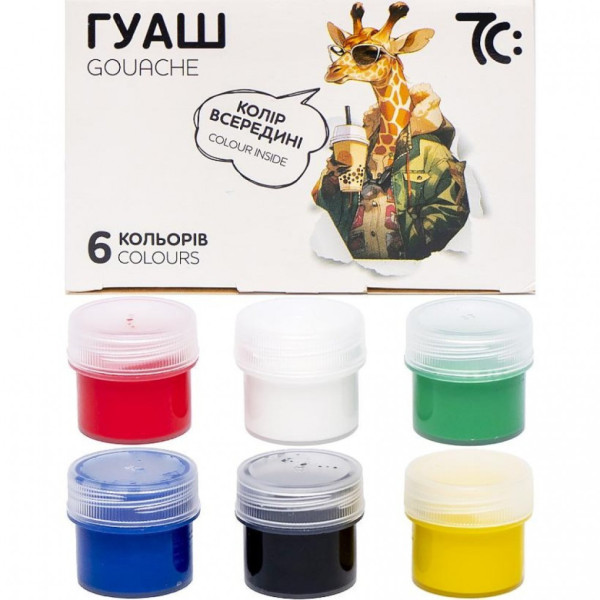 Дитячі гуашеві фарби 7C20602, 6 кольорів по 16 мл (7C20602)
