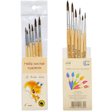 Набір пензликів "Білка" 6 штук "C" 7677 (7677)