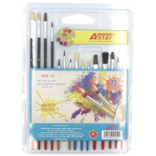 Набір художніх пензликів Astar 503-15 в наборі 15 штук (503-15)