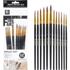 Набір пензлів художніх з натуральною ворсою BR5812, 12 шт (BR5812)