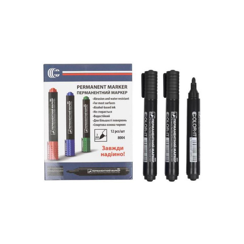Маркер черный COLOR-IT 8004(Black) Diamont "C" в упаковке 12 шт