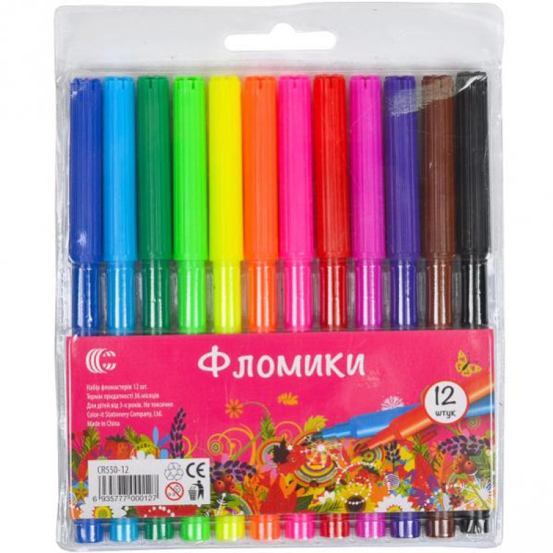 Детские фломастеры для рисования "Фломики" "C" 858-12, 12 цветов