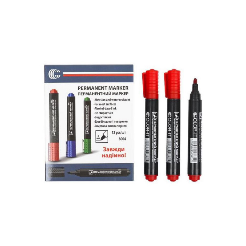 Маркер красный COLOR-IT 8004(Red) Diamont "C" в упаковке 12 шт