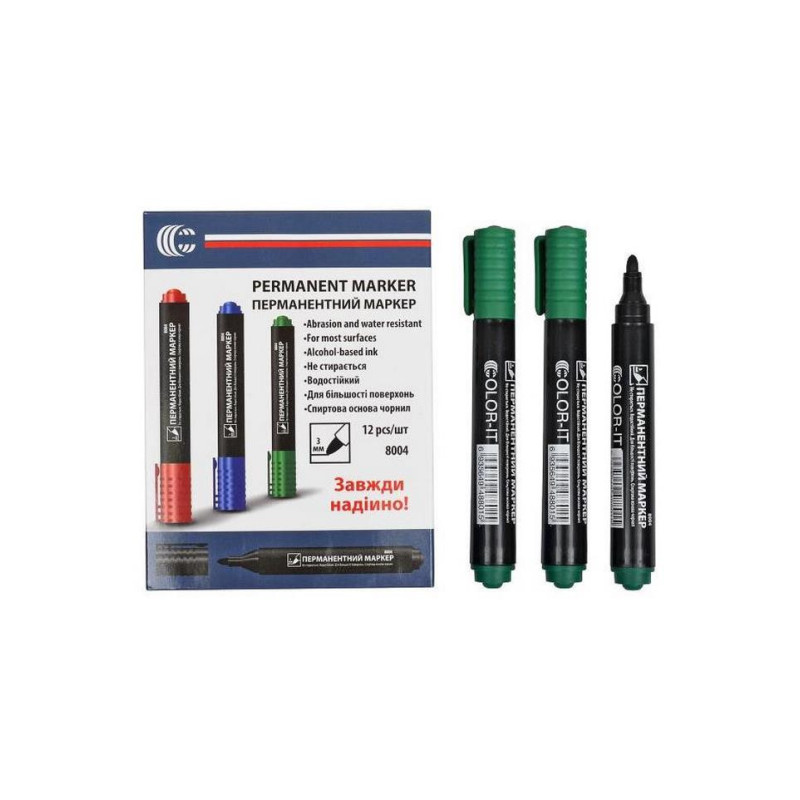 Маркер зеленый COLOR-IT 8004(Green) Diamont "C" в упаковке 12 шт