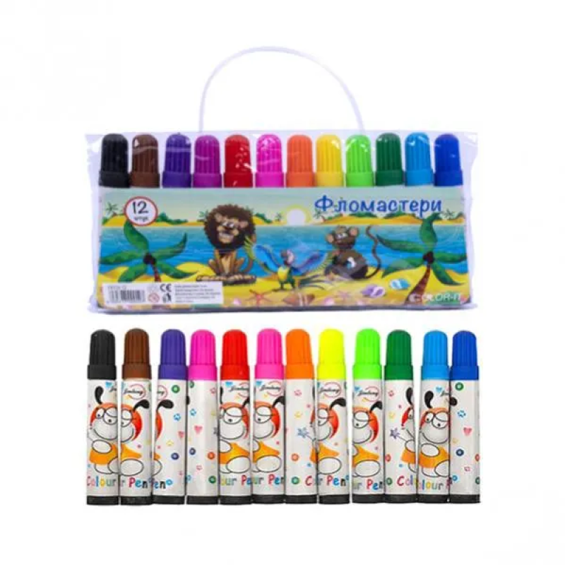 Дитячі фломастери в сумочці 86P, 12 кольорів