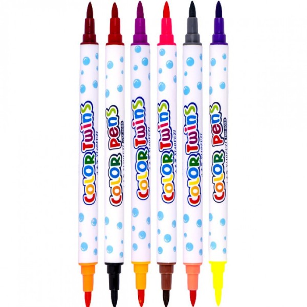 Набор двухцветных фломастеров 9 штук 18 цветов 8059-18 в пластиковом боксе