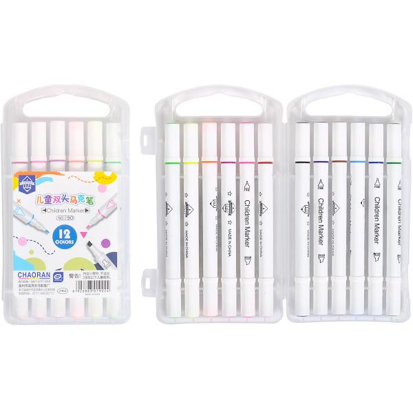 Фломастер двусторонний 12 цветов "Children Marker" 190-12 в пластиковой боксе222