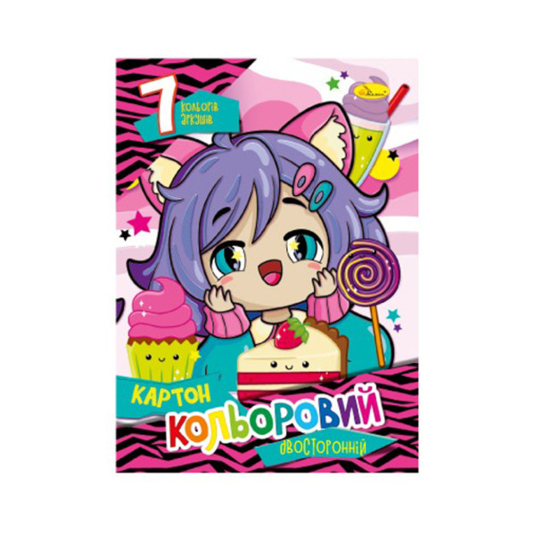 Набір кольорового картону А4 Автоспорт АП-1102-5 двосторонній 7 аркушів (АП-1102-5)