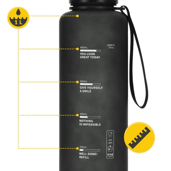 Бутылка для воды спортивная 4FIZJO P-5905973403788, 1000 мл, черный(P-5905973403788)