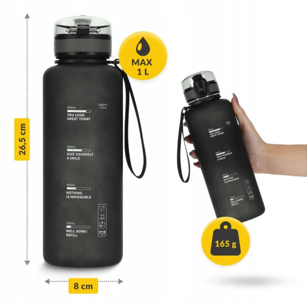 Бутылка для воды спортивная 4FIZJO P-5905973403788, 1000 мл, черный(P-5905973403788)