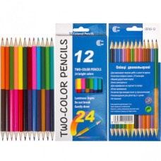 Дитячі двосторонні олівці для малювання "Two-color" CR765-12, 24 кольори