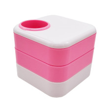 Склянка для ручок 568 пластикова 10х10х9 см Рожевий (568(Pink))