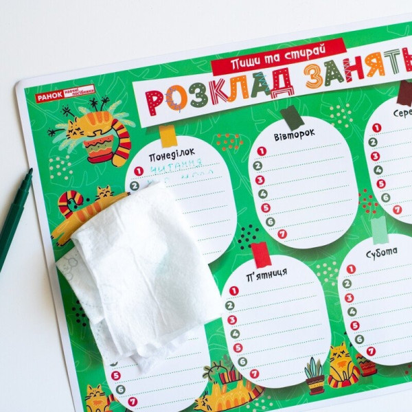 Детское расписание уроков "Котики" 10104271 А4(10104271)