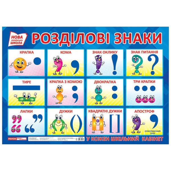 Навчальний плакат Розділові знаки 15104144 формат 50 х 70 см (15104144)