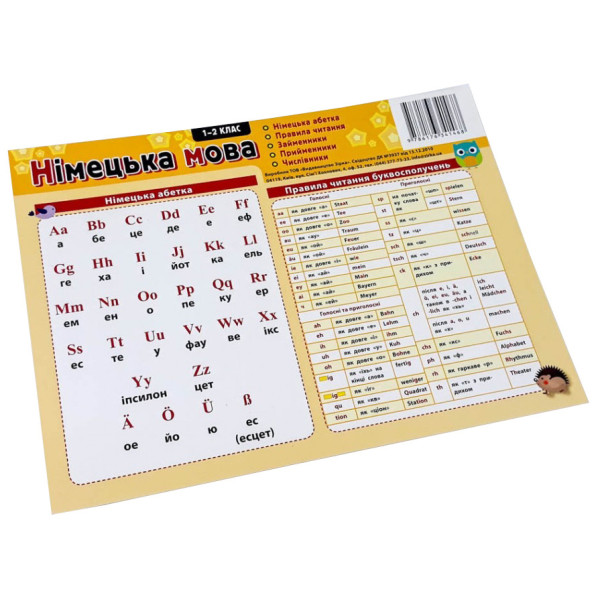 Картонка-підказка Німецька Мова 1 клас 109265 (109265)