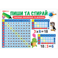 Тренажер-плакат Пиши та стирай Таблиця множення та ділення 13104220 (13104220)