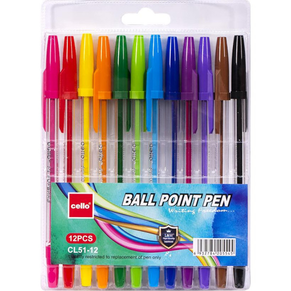 Набір кулькових ручок "Cello" CL-51-12, 12 кольорів