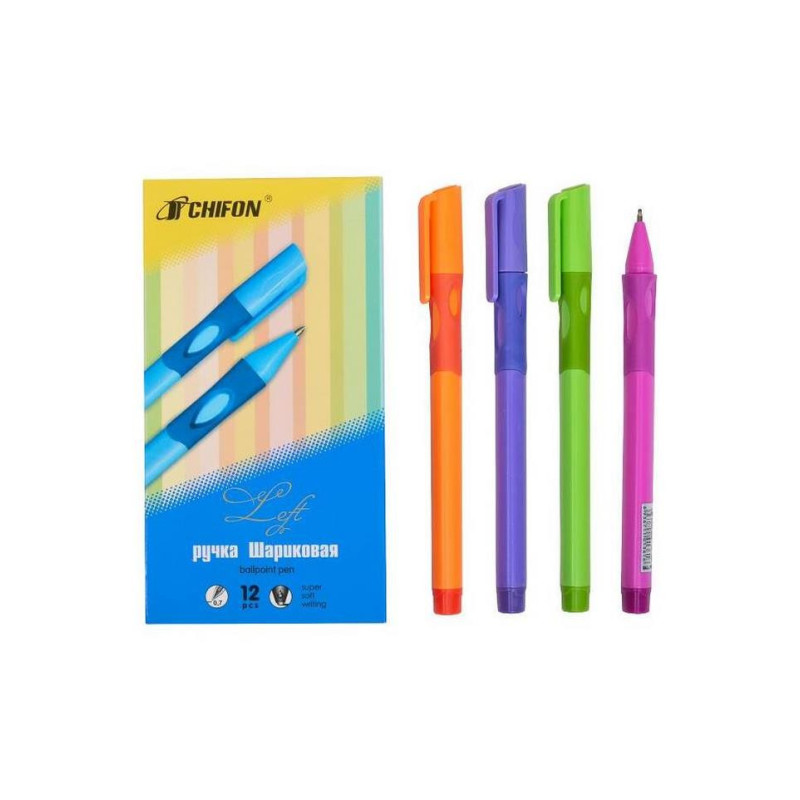 Ручка синяя масляная CHIFON COLOR-IT 1361SP упаковка 12 шт