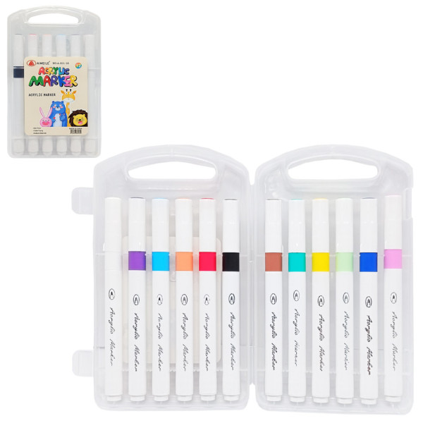 Набір акрилових маркерів A-911-12 у пластиковому боксі 12 кольорів (A-911-12)
