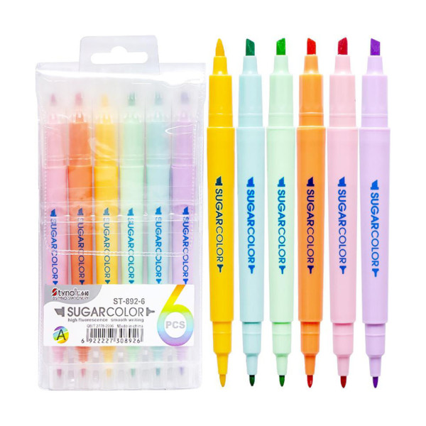 Набір текстовидільників двосторонніх 6 кольорів ST892-6 (ST892-6)