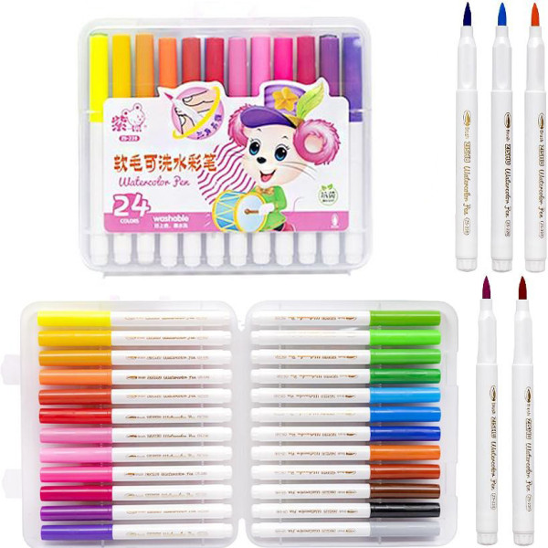 Детские Фломастеры "Water color pen" 228-24(Pink) 24 цвета(228-24(Pink))