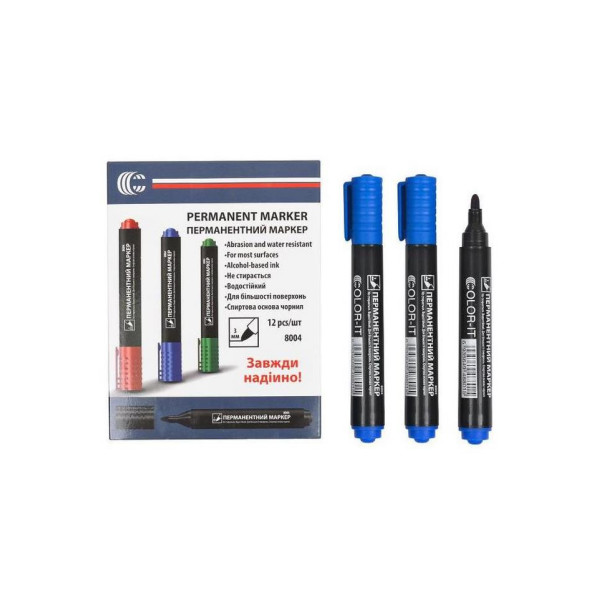 Маркер синій COLOR-IT 8004(Blue) Diamont "C" в упаковці 12 шт (8004(Blue))