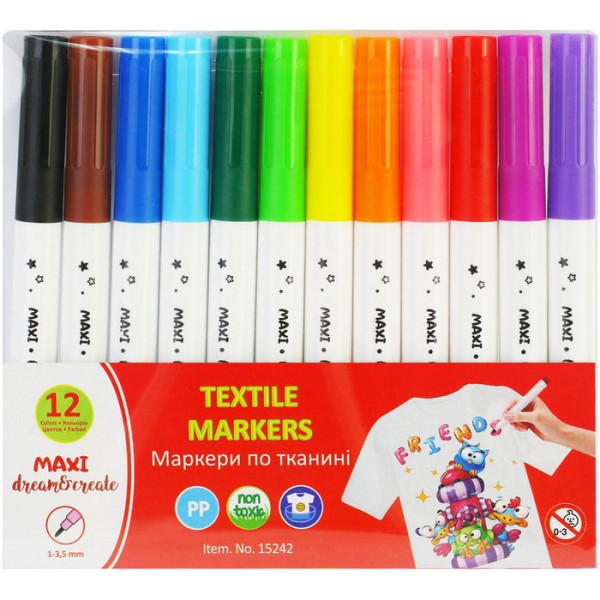 Набор маркеров по ткани MX15242, 12 цветов(MX15242)