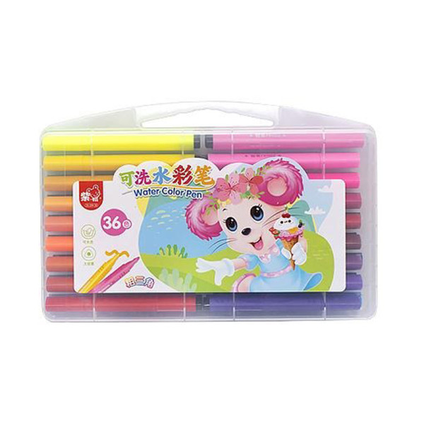 Набор фломастерів "Water color pen" 36 кольорів 204-36 у пластикому боксі (204-36(Pink))