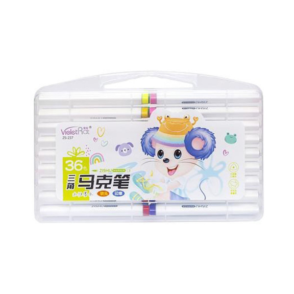 Набор фломастерів 36 кольорів 237-36 м'який накінечник, у пластиковому боксі (237-36(Blue))