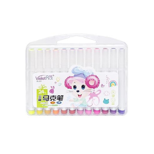 Набор фломастерів 24 кольори 237-24 м'який накінечник, у пластиковому боксі (237-24(Pink))