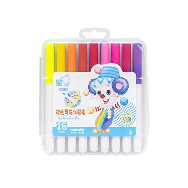 Фломастер - пензлик "Water color pen" 18 кольорів 228-18 у пластиковому боксі  (228-18(Blue))