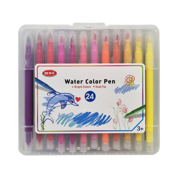 Набір двосторонніх фломастерів SY102-V901, 24 шт, пензель+лінер (SY102-V901)