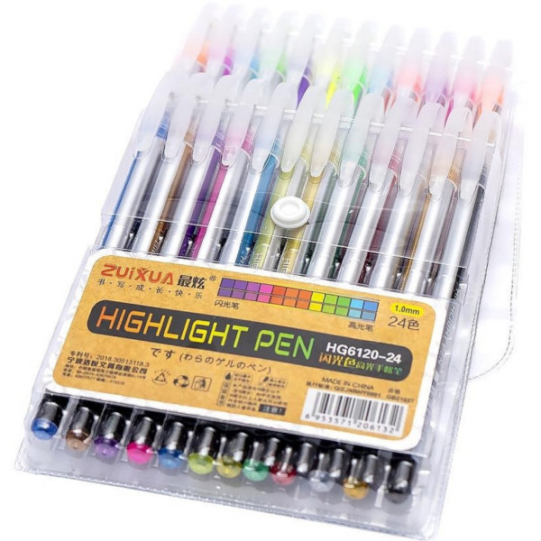 Набір гелевих ручок "Highlight Pen" HG6120-24, 24 кольори (HG6120-24)
