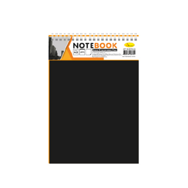 Блокнот А5 В-БП5-80, 80 листов, пружина сверху Черный(В-БП5-80(Black))