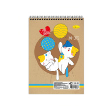 Блокнот "I love Ukraine and cats" А6 АП-1907-9, 40 аркушів, пружина зверху (АП-1907-9)