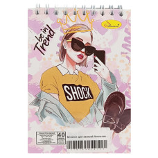Блокнот для записів "Be in trend" А6 АП-1711-7, 40 аркушів, пружина зверху (АП-1711-7)